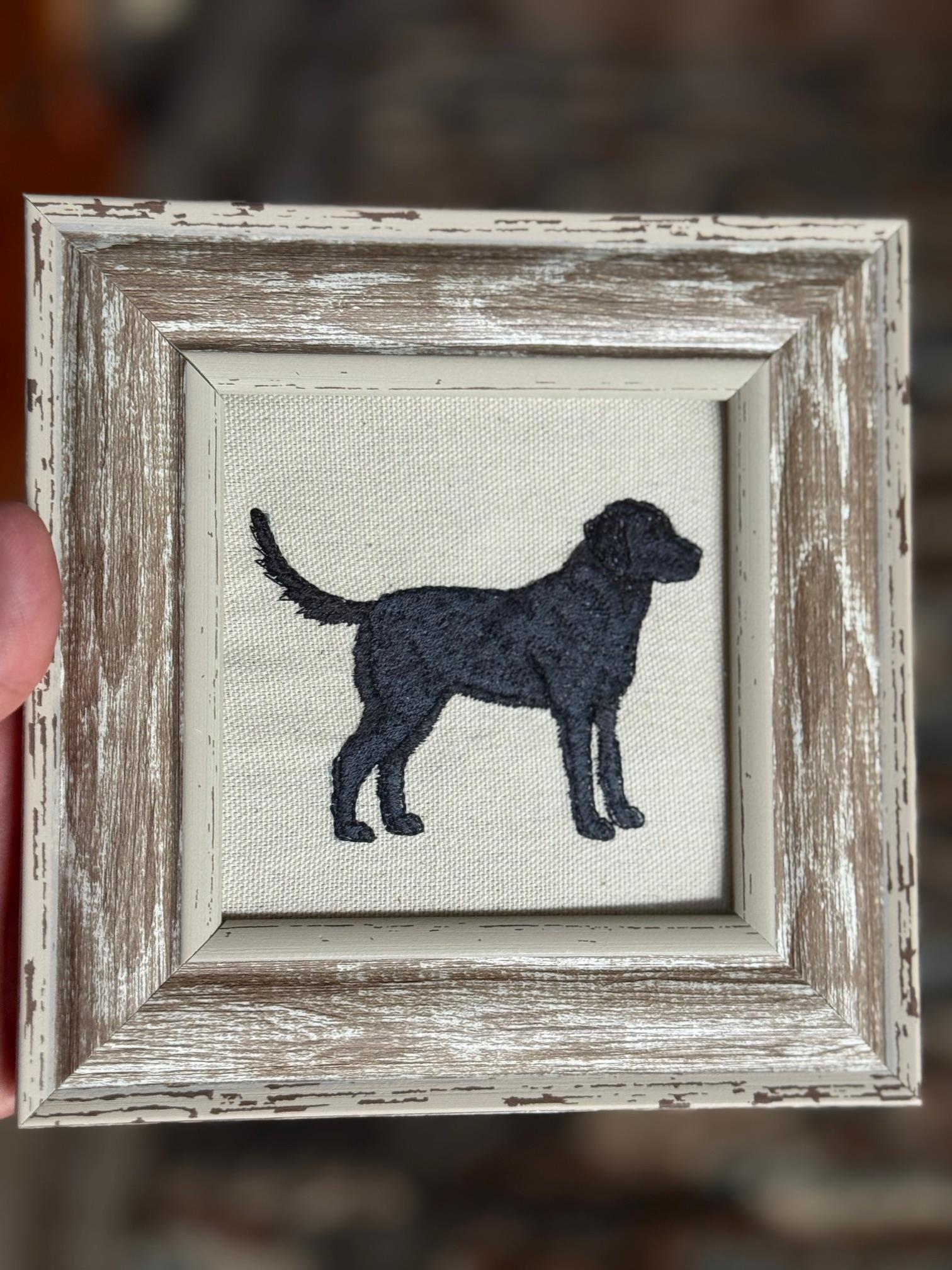 Black Labrador Retriever Machine Embroidered Art No. 2 | Framed Dog Breed Décor