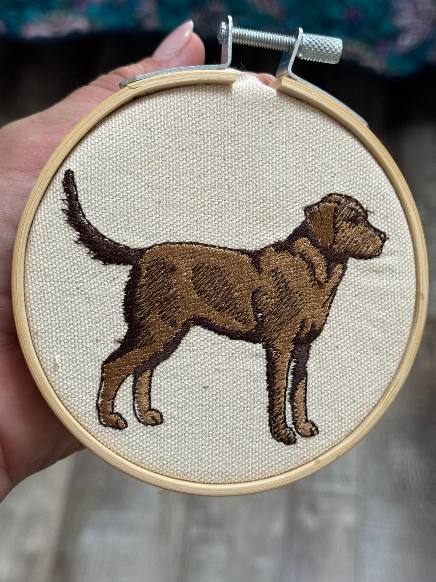 Chocolate Labrador Retriever Machine Embroidered Art No. 2 | Framed Dog Breed Décor