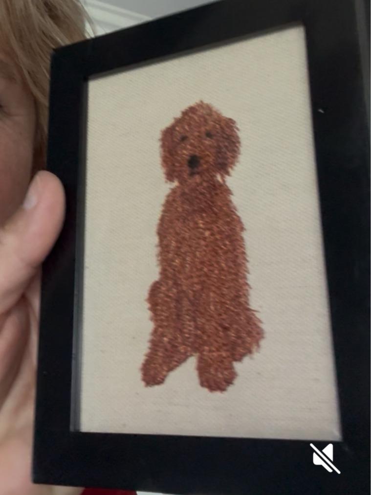Red Poodle Machine Embroidered Framed Art | Tabletop Decor for Home or Office
