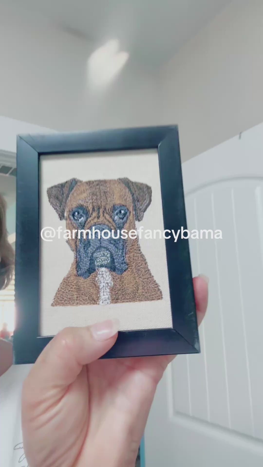 Boxer Machine Embroidered Framed Art | Tabletop Decor
