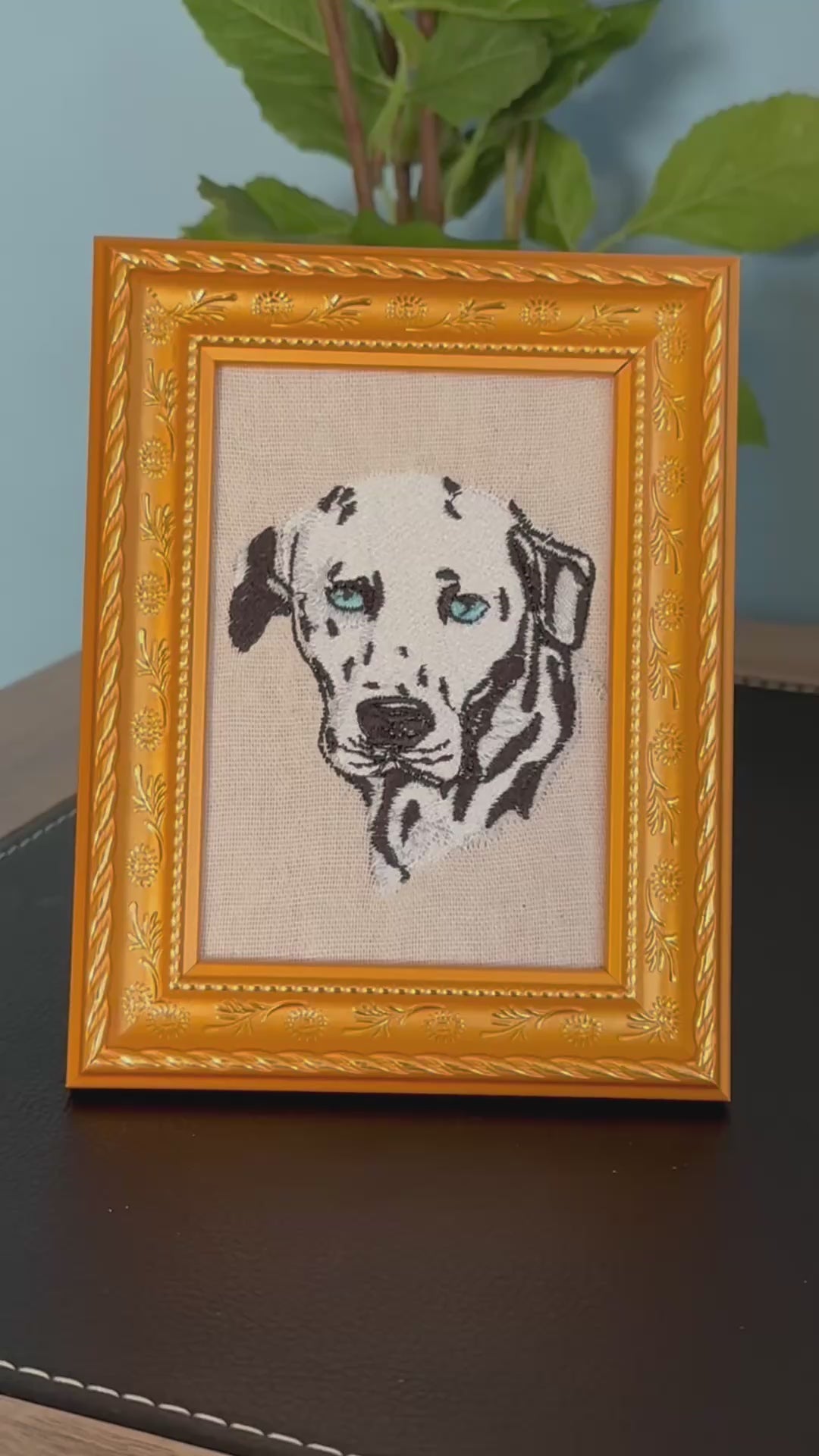 Dalmatian Machine Embroidered Framed Art | Tabletop Decor for Home or Office