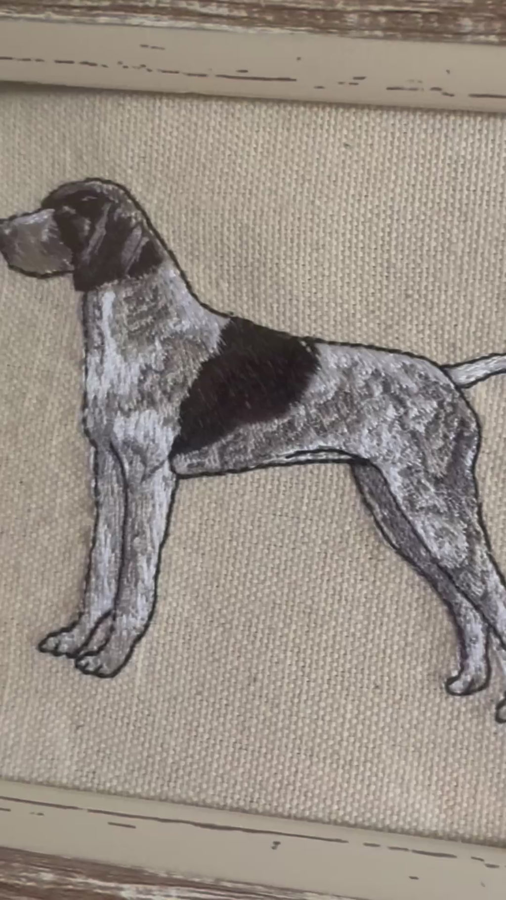 Pointer Machine Embroidered Art No. 3 | Framed Dog Breed Décor