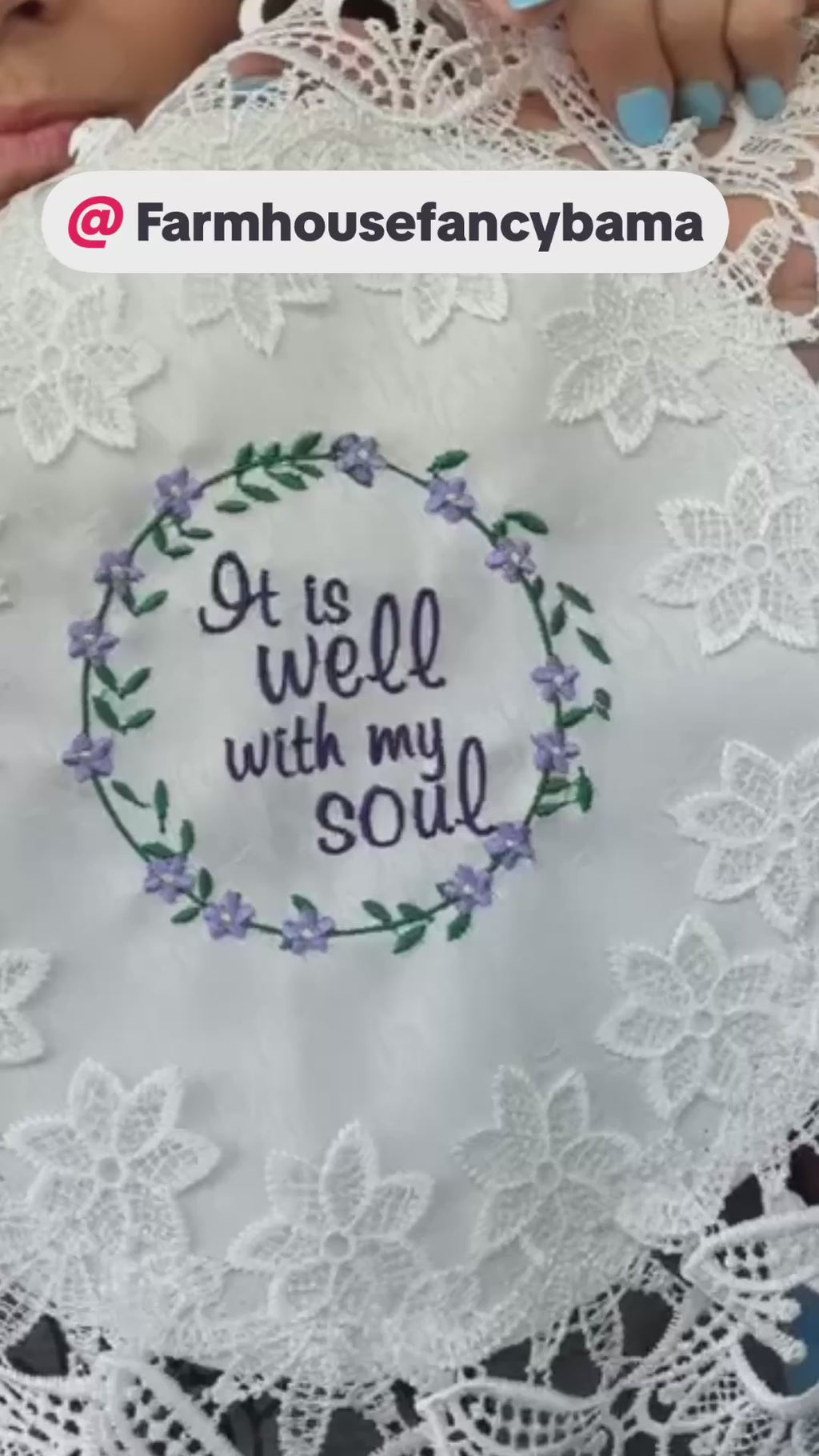 "It Is Well" Machine Embroidered Doily | Christian Hymn Home Decor