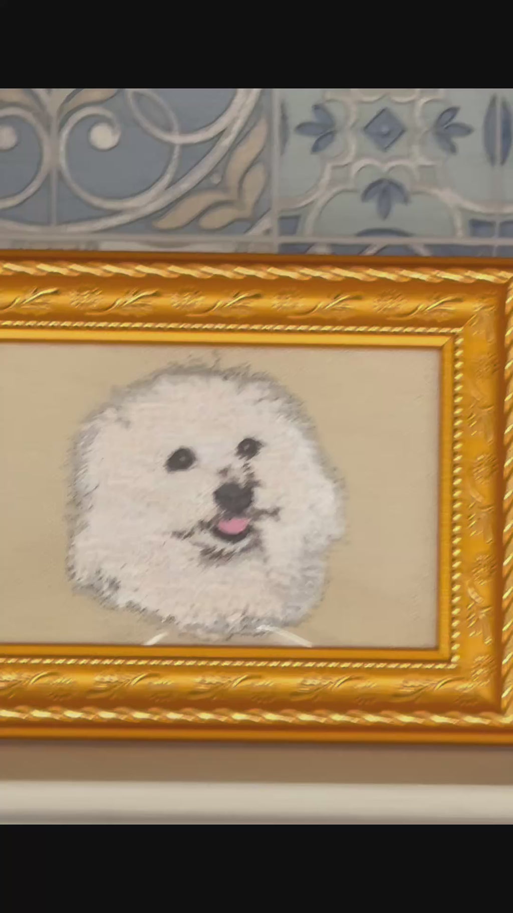 Maltese, Bichon Frise, Coton de Tulear, Poodle & Shih Tzu Machine Embroidered Framed Art