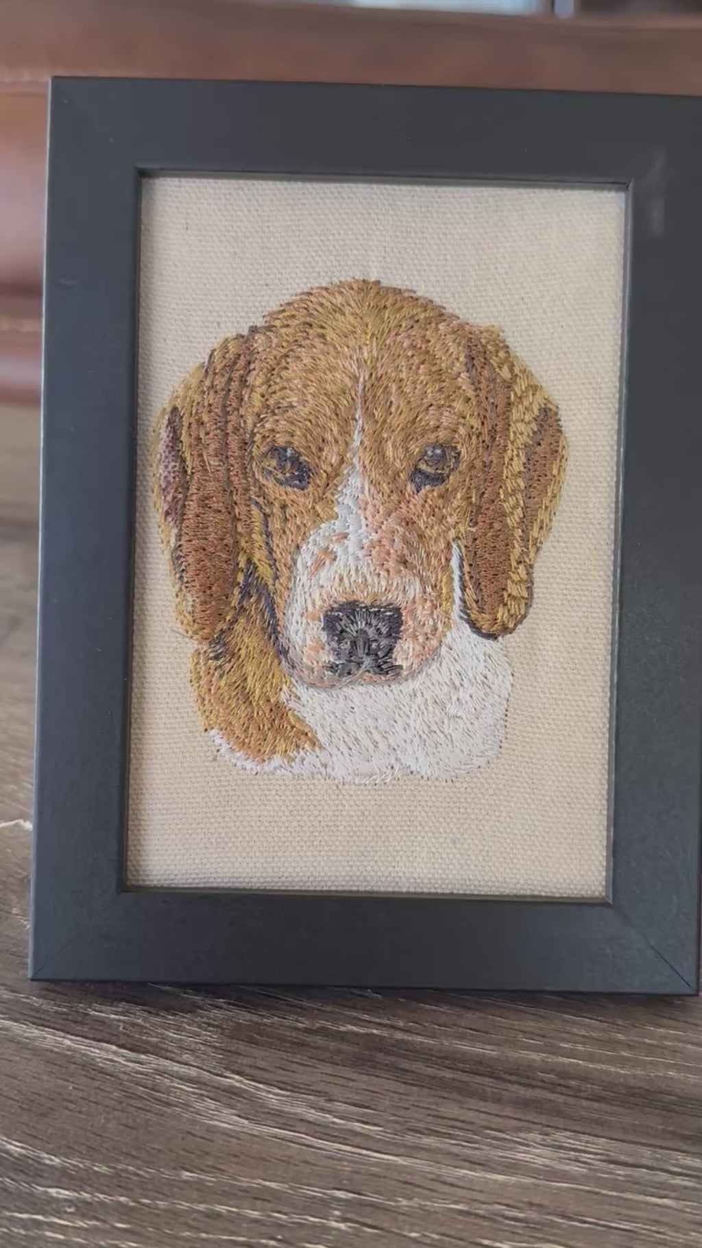 Beagle Hound Dog — Machine Embroidered Framed Art | Tabletop Decor