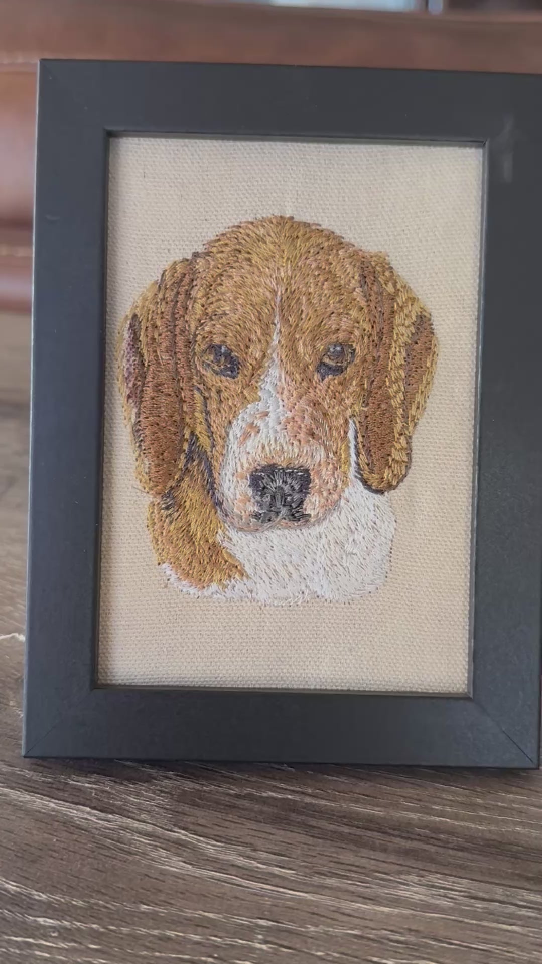Beagle Hound Dog — Machine Embroidered Framed Art | Tabletop Decor