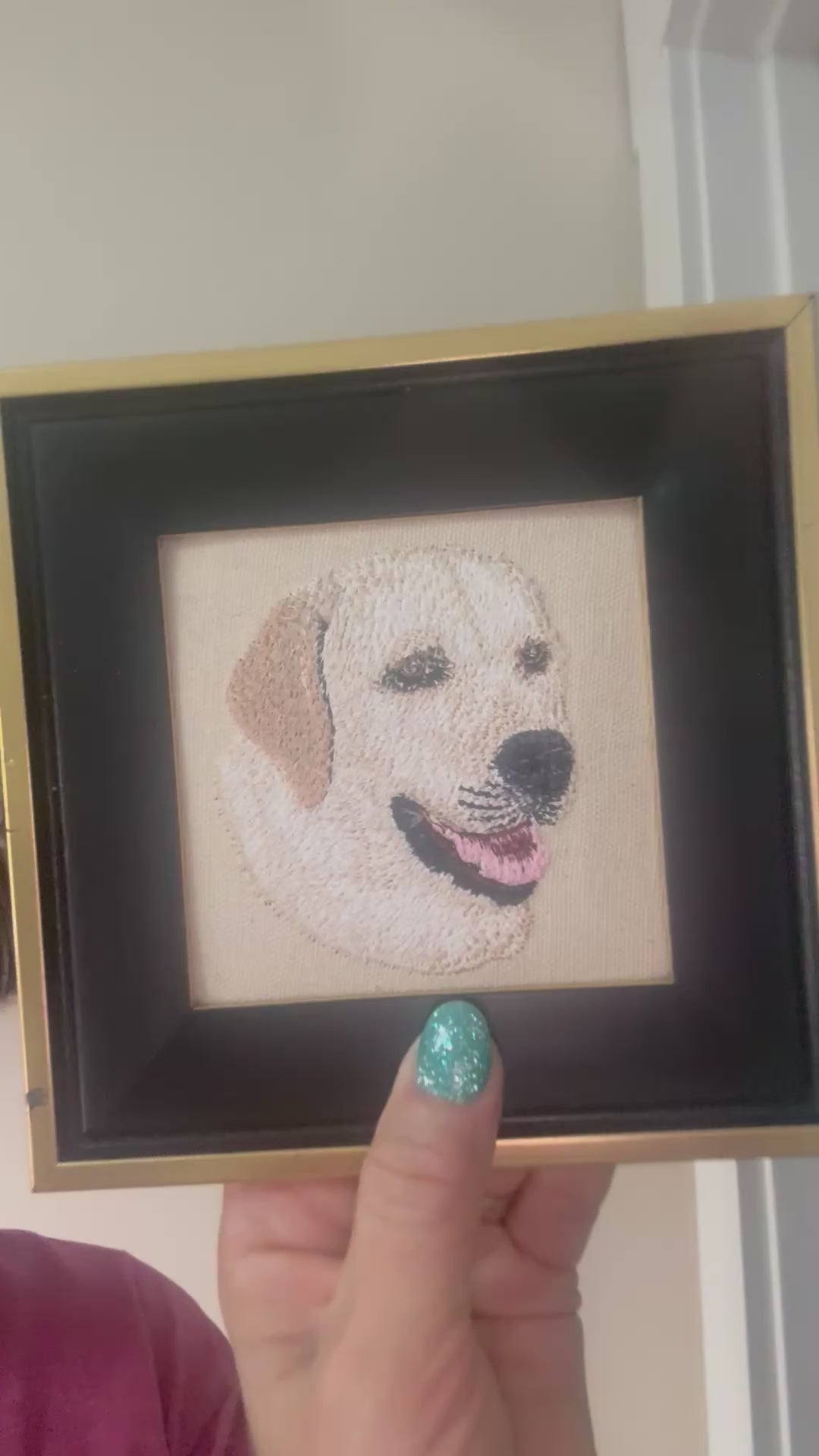 Labrador Retriever Machine Embroidered Framed Art | Tabletop Decor for Home or Office