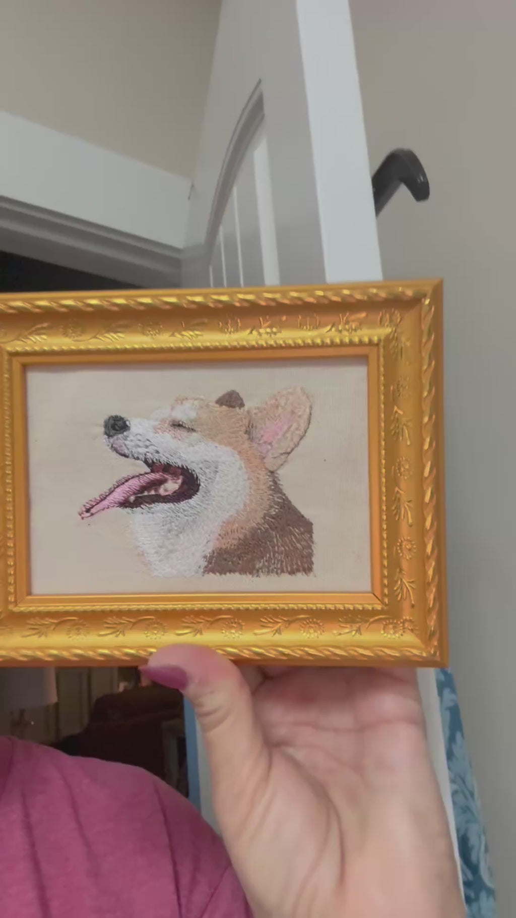 Corgi — Machine Embroidered Framed Art | Tabletop Decor