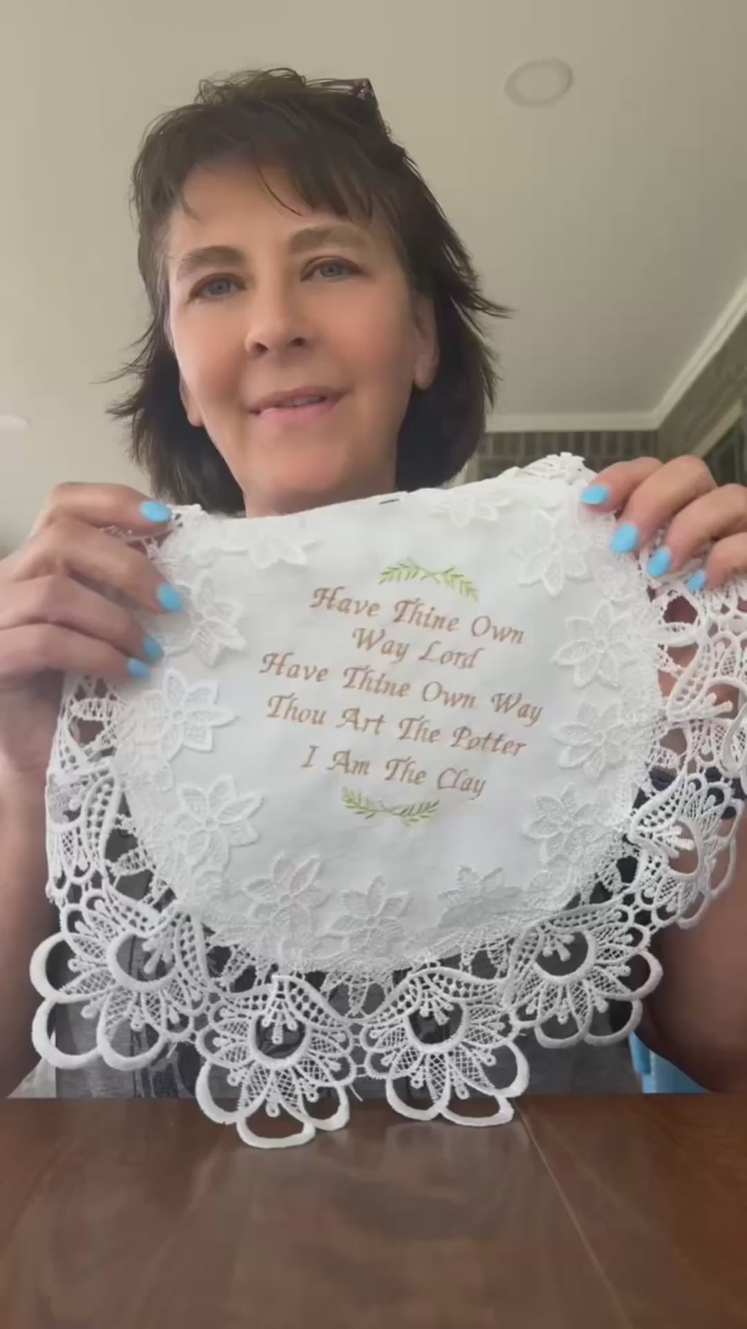 "Have Thine Own Way" Machine Embroidered Doily | Christian Hymn Home Decor