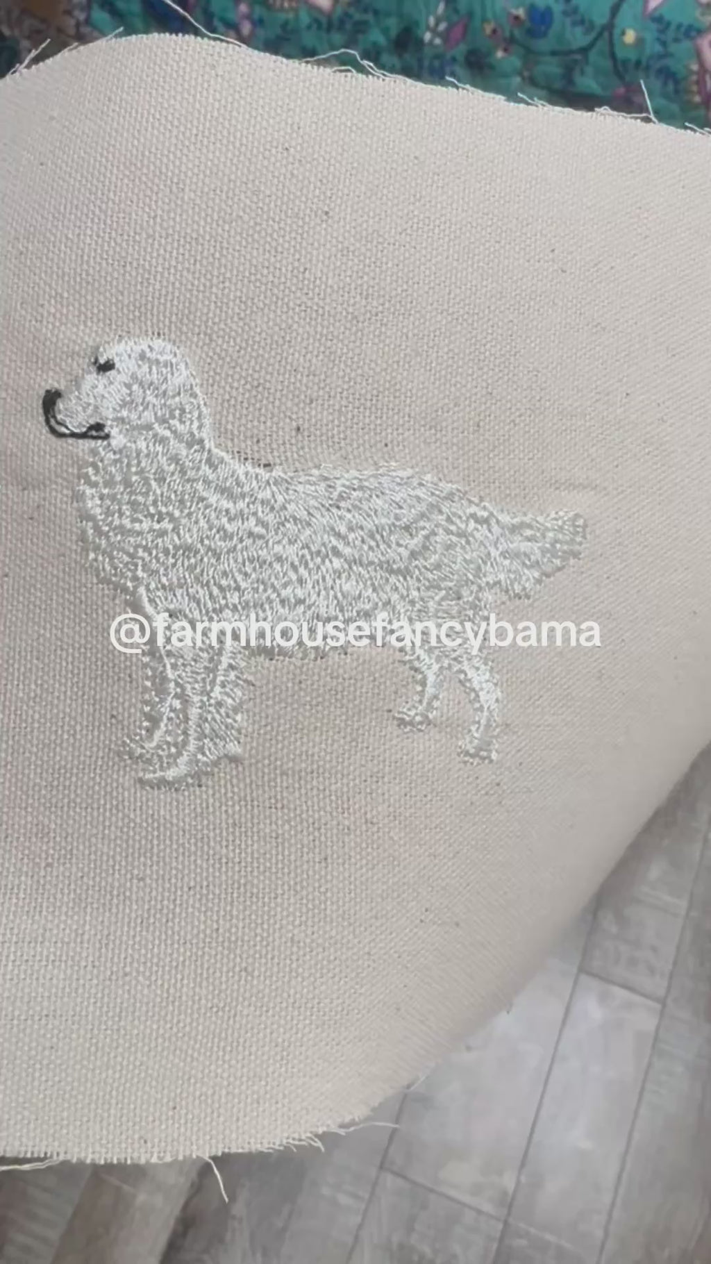Cream Golden Retriever — Machine Embroidered Framed Art | Tabletop Decor
