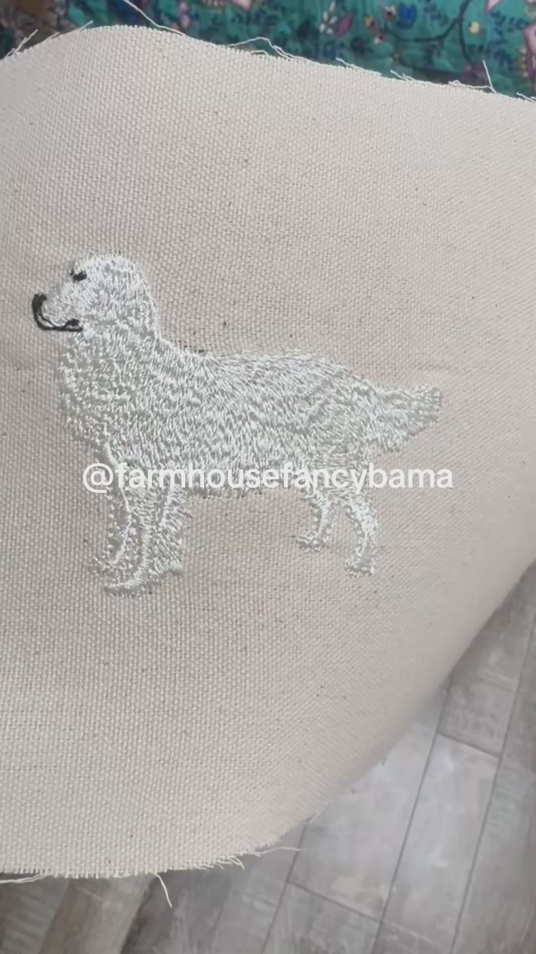 Cream Golden Retriever — Machine Embroidered Framed Art | Tabletop Decor