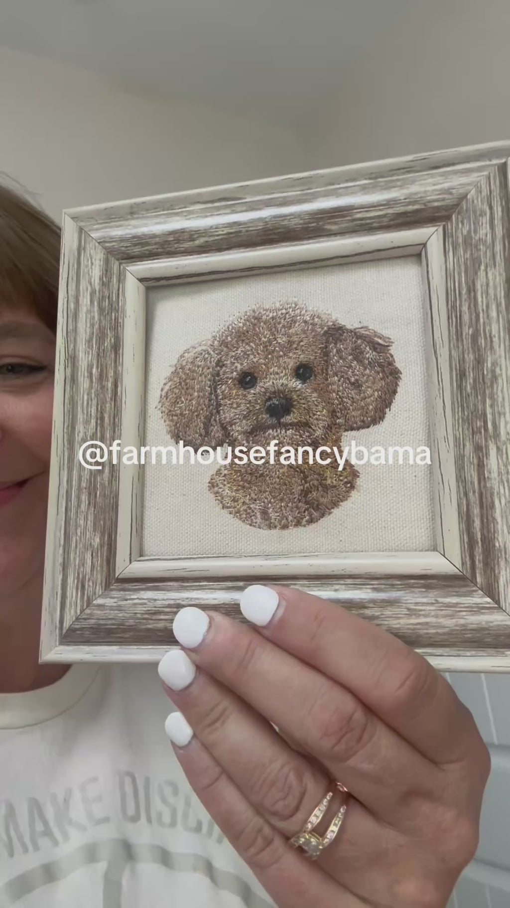 Mini Goldendoodle Machine Embroidered Framed Art | Tabletop Decor