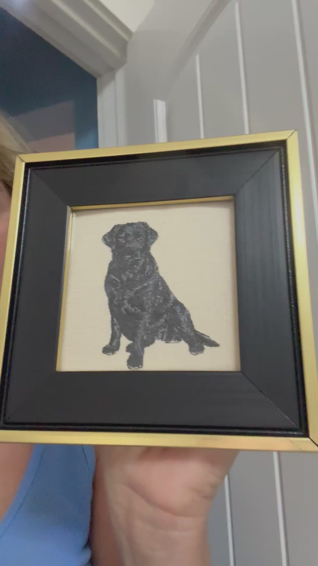 Black Labrador Retriever Machine Embroidered Art No. 2 | Framed Dog Breed Décor