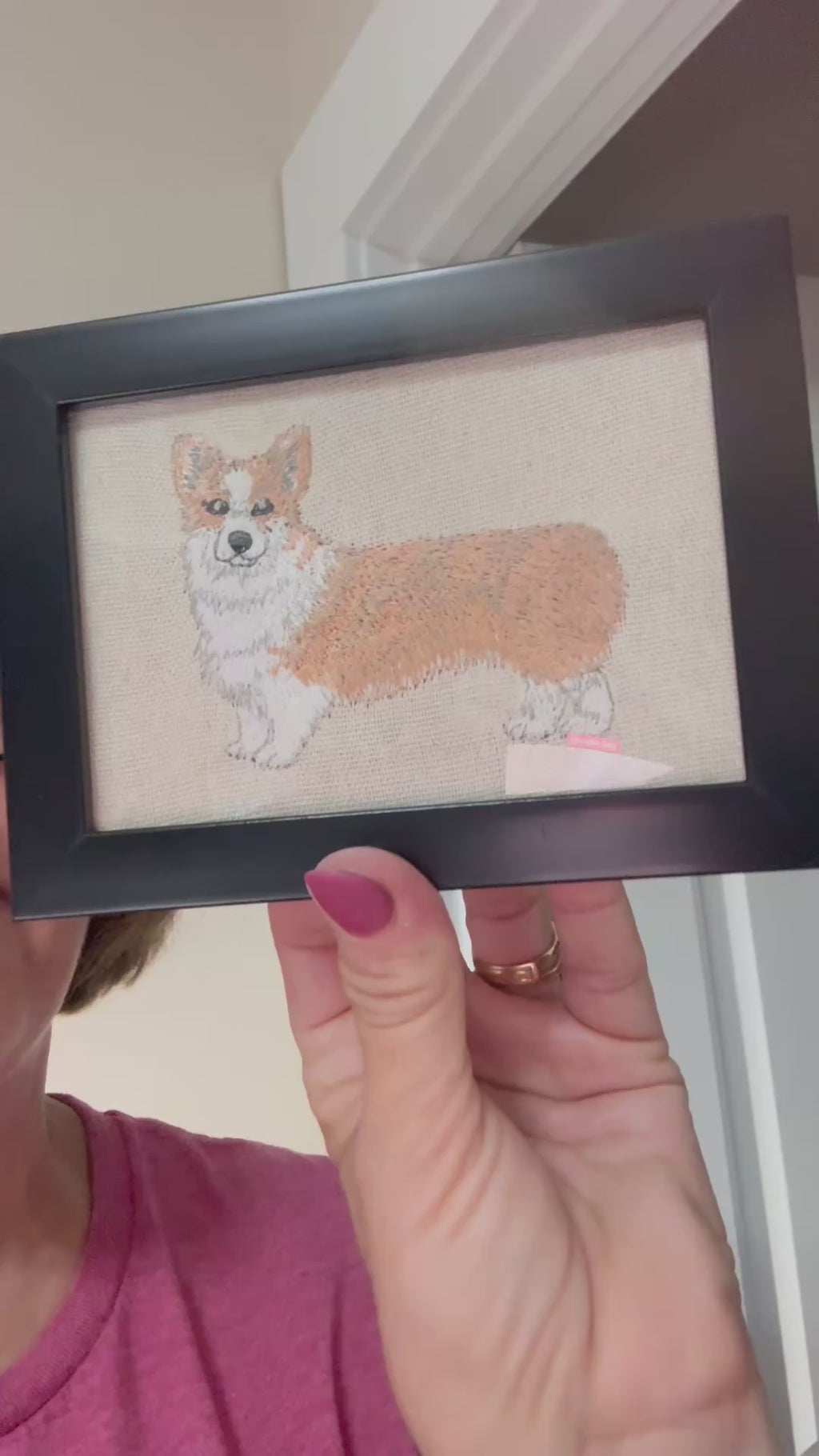 Corgi — Machine Embroidered Framed Art | Tabletop Decor