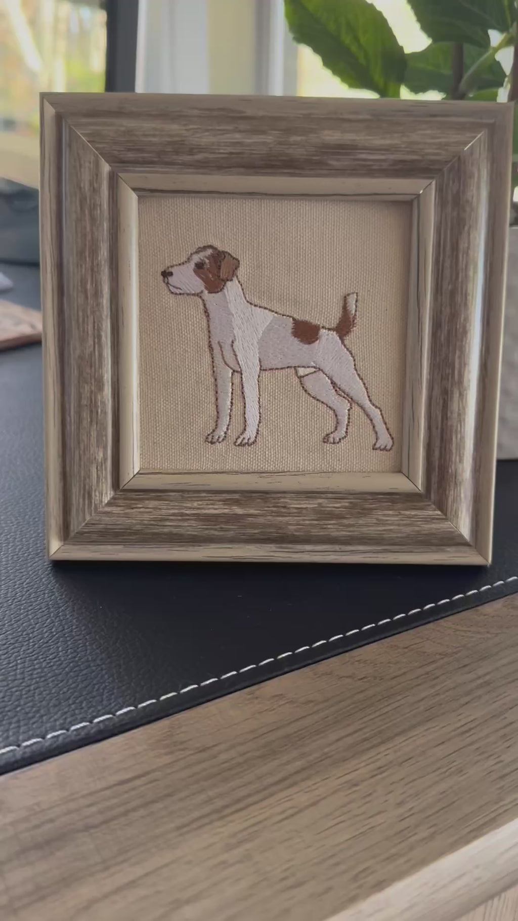 Jack Russell Terrier Machine Embroidered Framed Art | Dog Lover Decor
