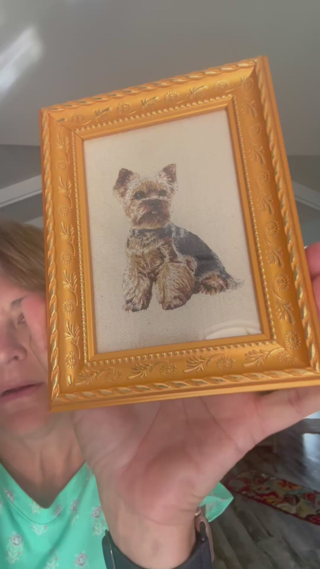 Yorkshire Terrier Machine Embroidered Art | Framed Dog Breed Décor