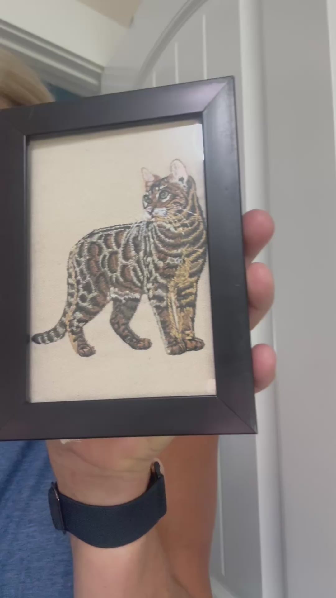 Bengal Cat Machine Embroidered Art | Framed Cat Breed Décor