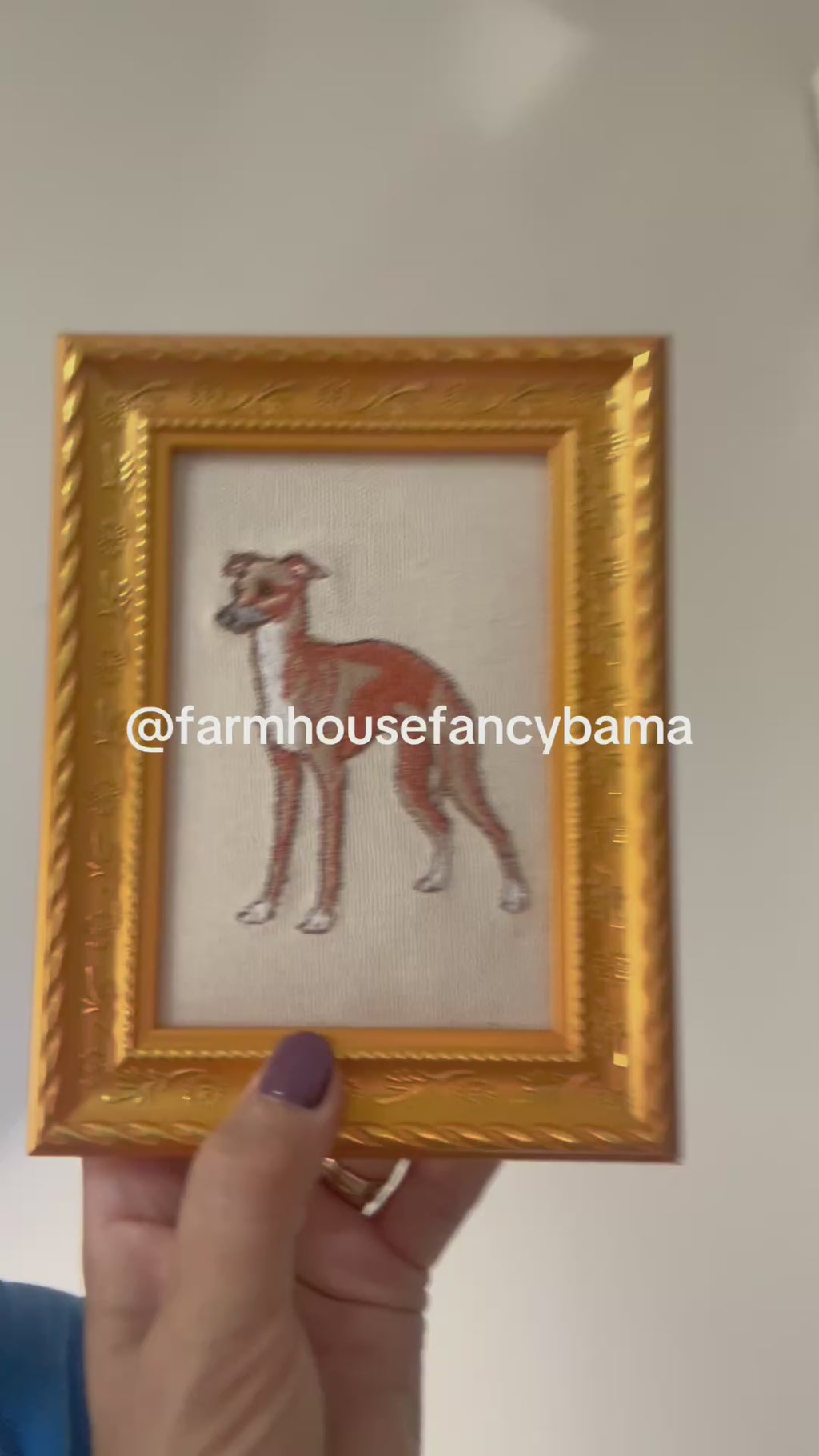 Greyhound Whippet Machine Embroidered Framed Art No. 3 | Tabletop Decor