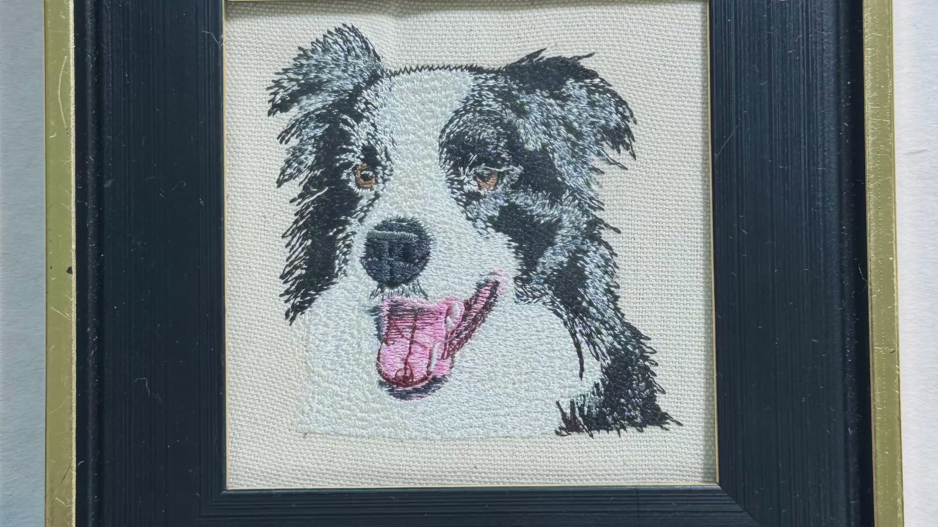 Border Collie Machine Embroidered Framed Art | Tabletop Decor for Home or Office