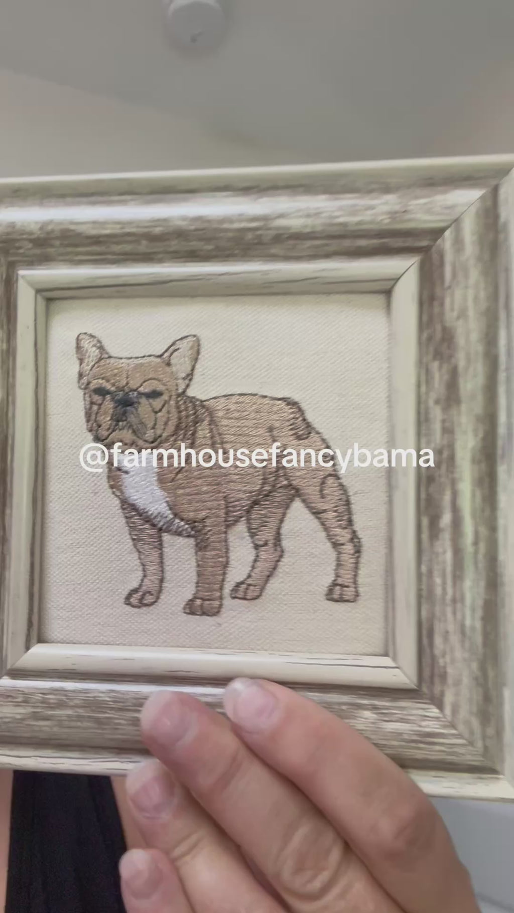 French Bulldog Machine Embroidered Framed Art | Frenchie Tabletop Decor