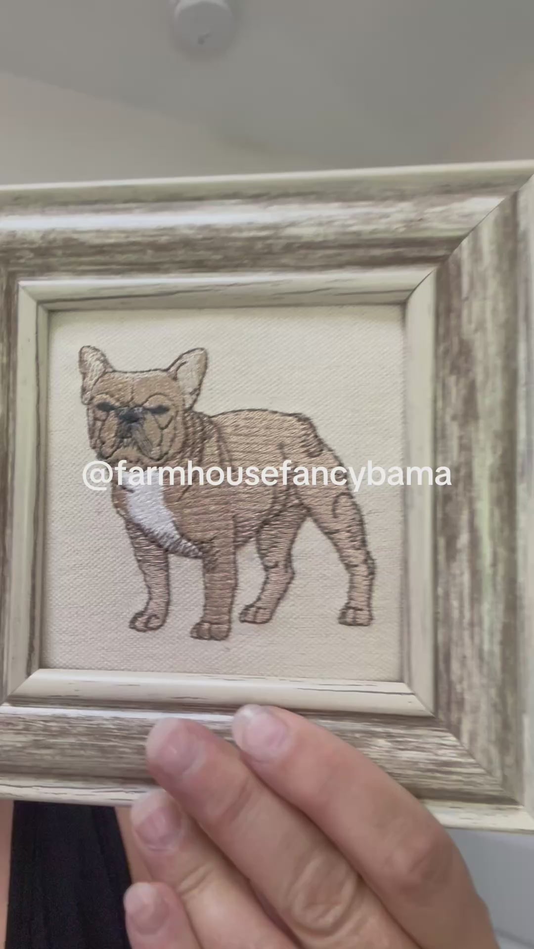 French Bulldog Machine Embroidered Framed Art | Frenchie Tabletop Decor