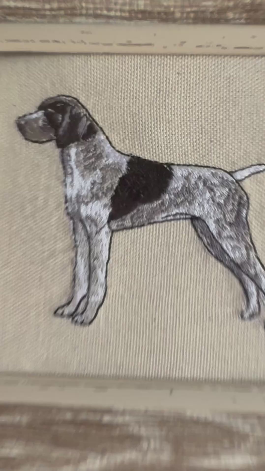Pointer Machine Embroidered Art No. 2 | Framed Dog Breed Décor