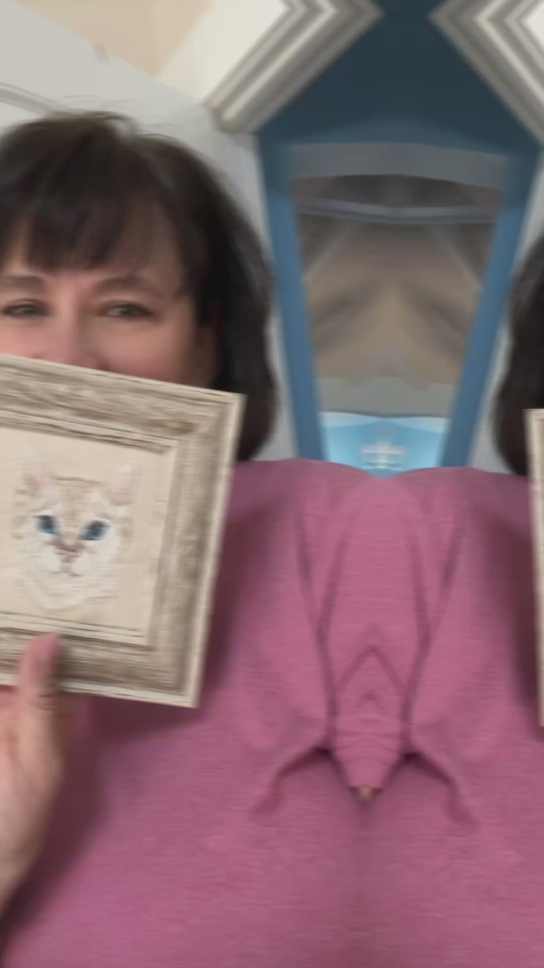 Cat — Machine Embroidered Framed Art | Tabletop Decor