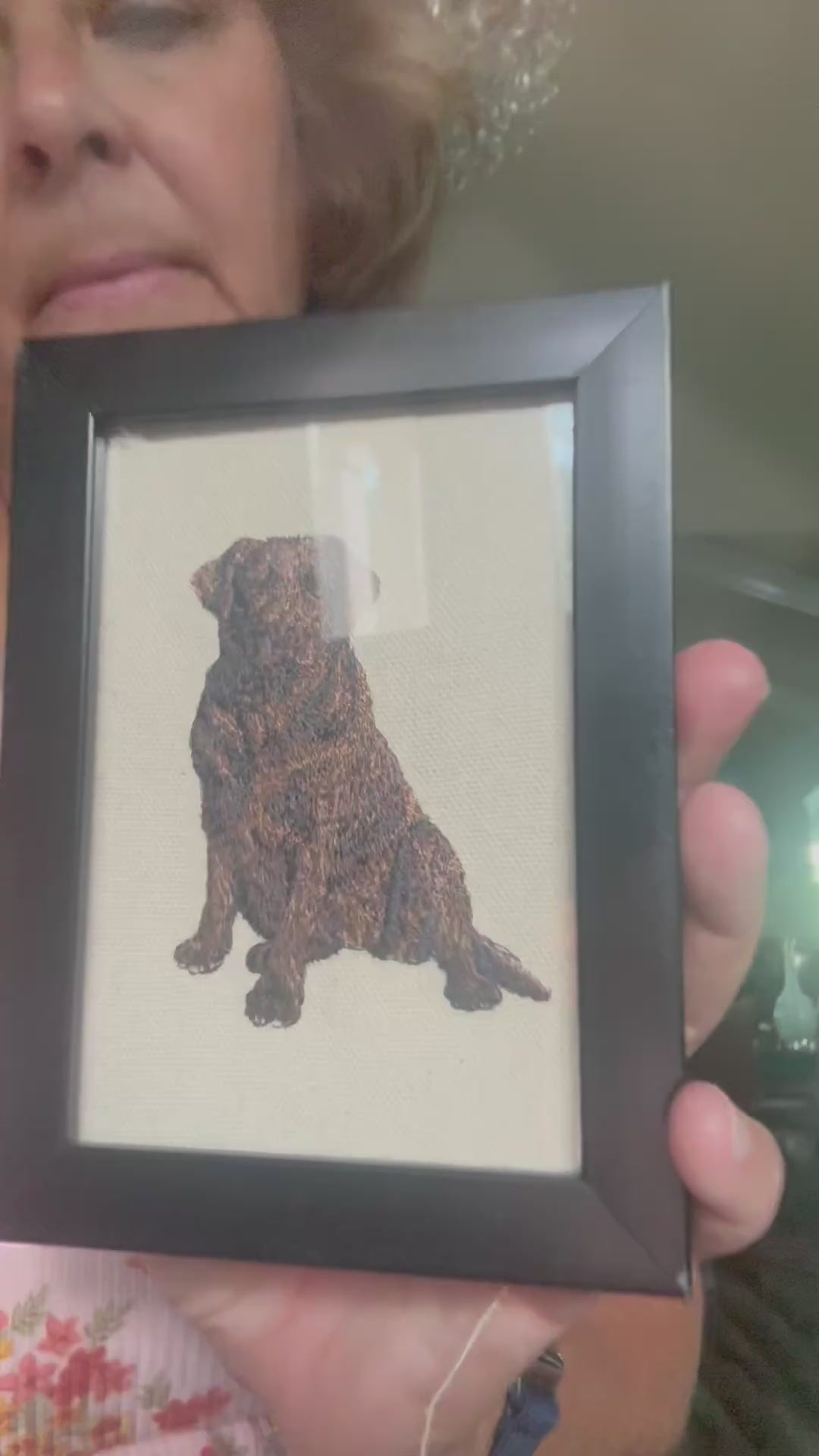 Chocolate Labrador Retriever Machine Embroidered Art | Framed Dog Breed Décor