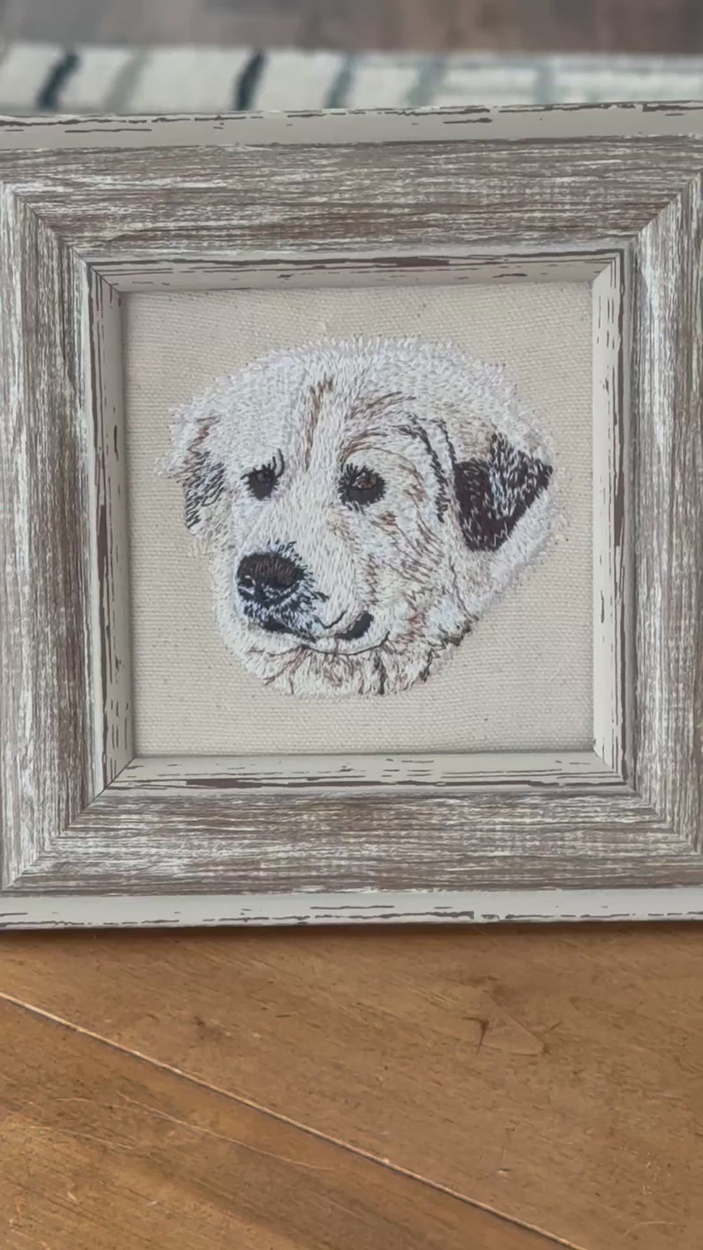 Great Pyrenees Machine Embroidered Framed Art | Tabletop Decor