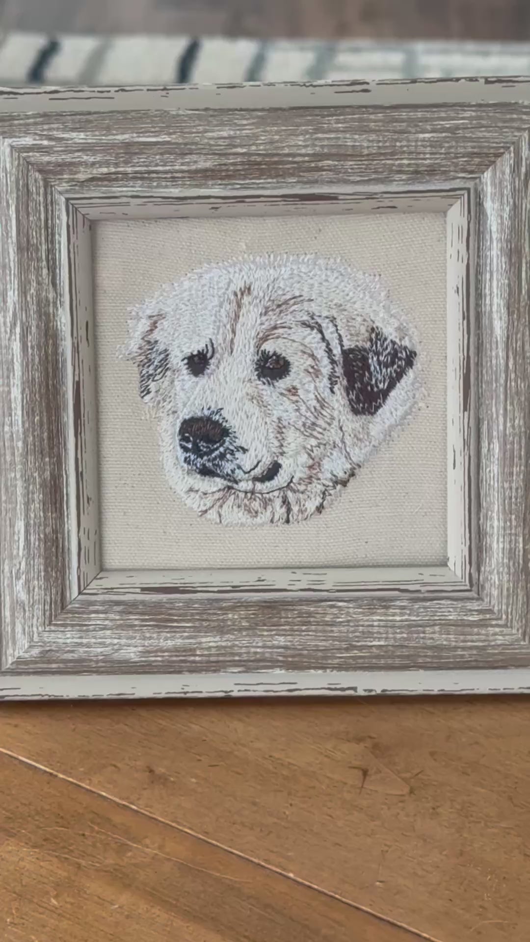 Great Pyrenees Machine Embroidered Framed Art | Tabletop Decor