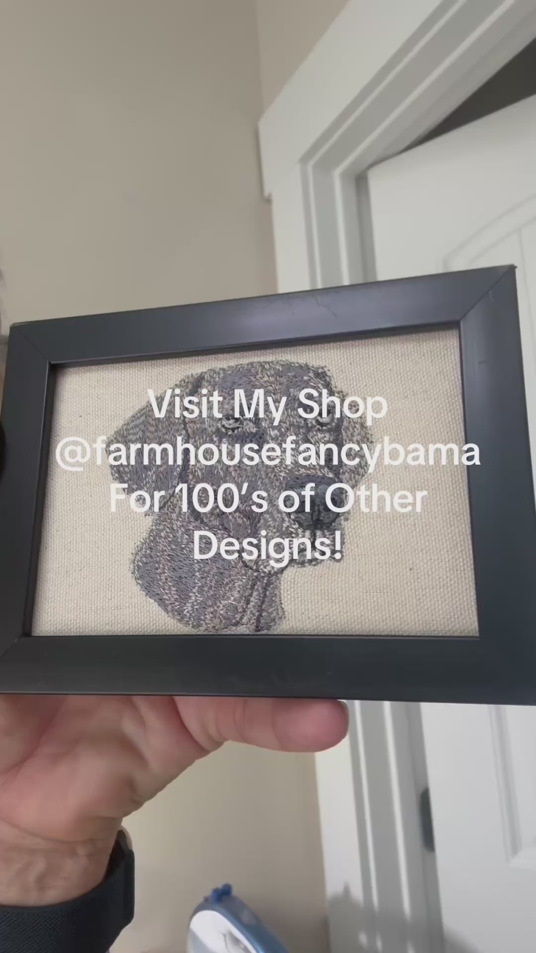 Weimaraner Machine Embroidered Framed Art | Tabletop Decor