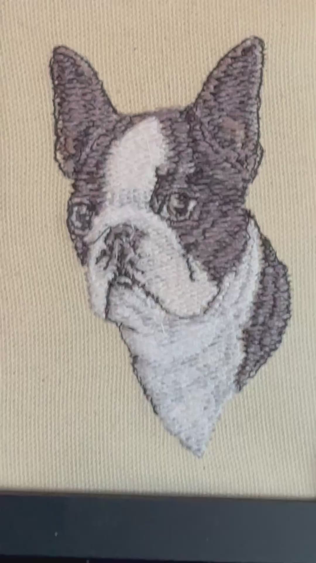 Boston Terrier Machine Embroidered Framed Art | Tabletop Decor for Home or Office