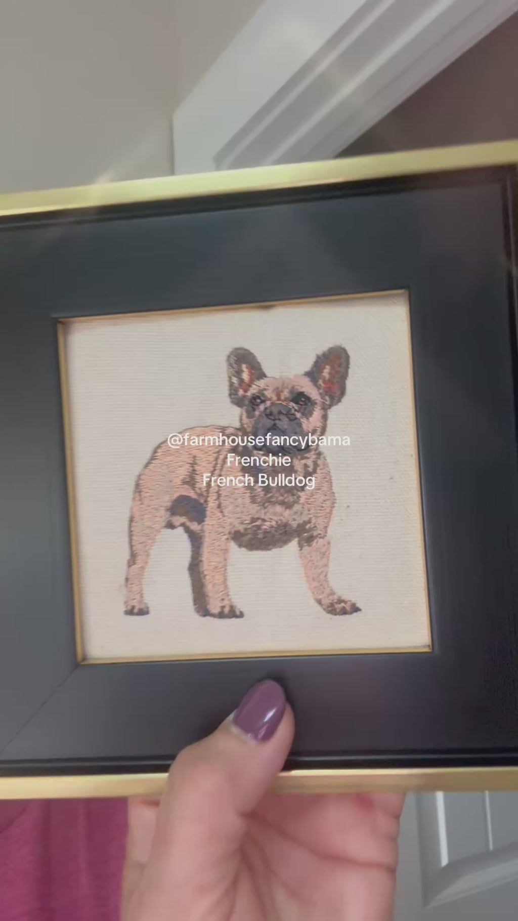 French Bulldog Machine Embroidered Framed Art No. 2 | Tabletop Decor
