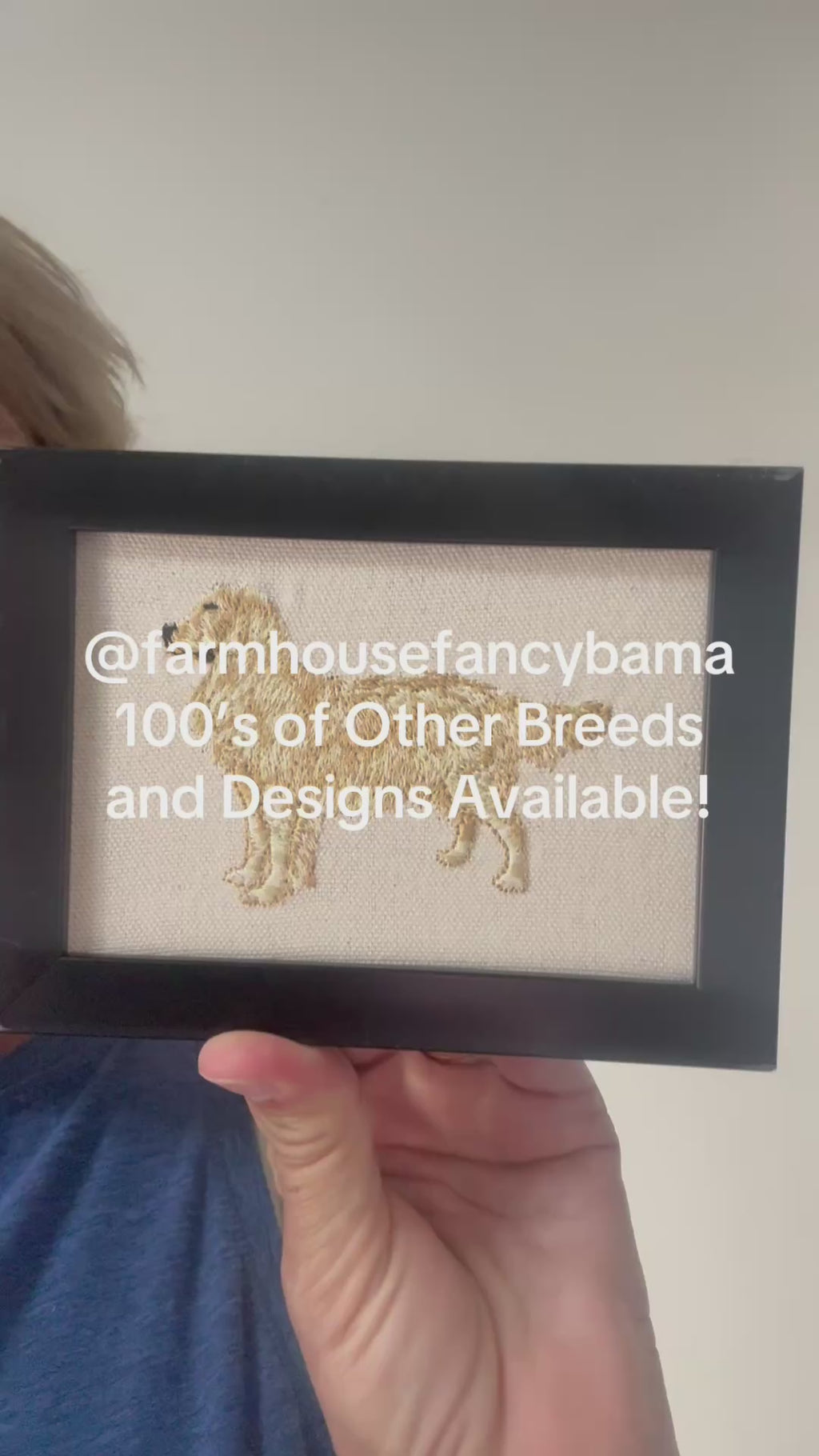 Golden Retriever Machine Embroidered & Framed Art | Tabletop Decor