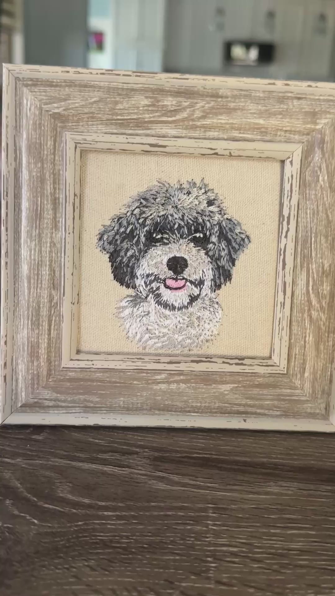 Cavachon Doodle Dog Breed Machine Embroidered Art | Framed Tabletop Decor