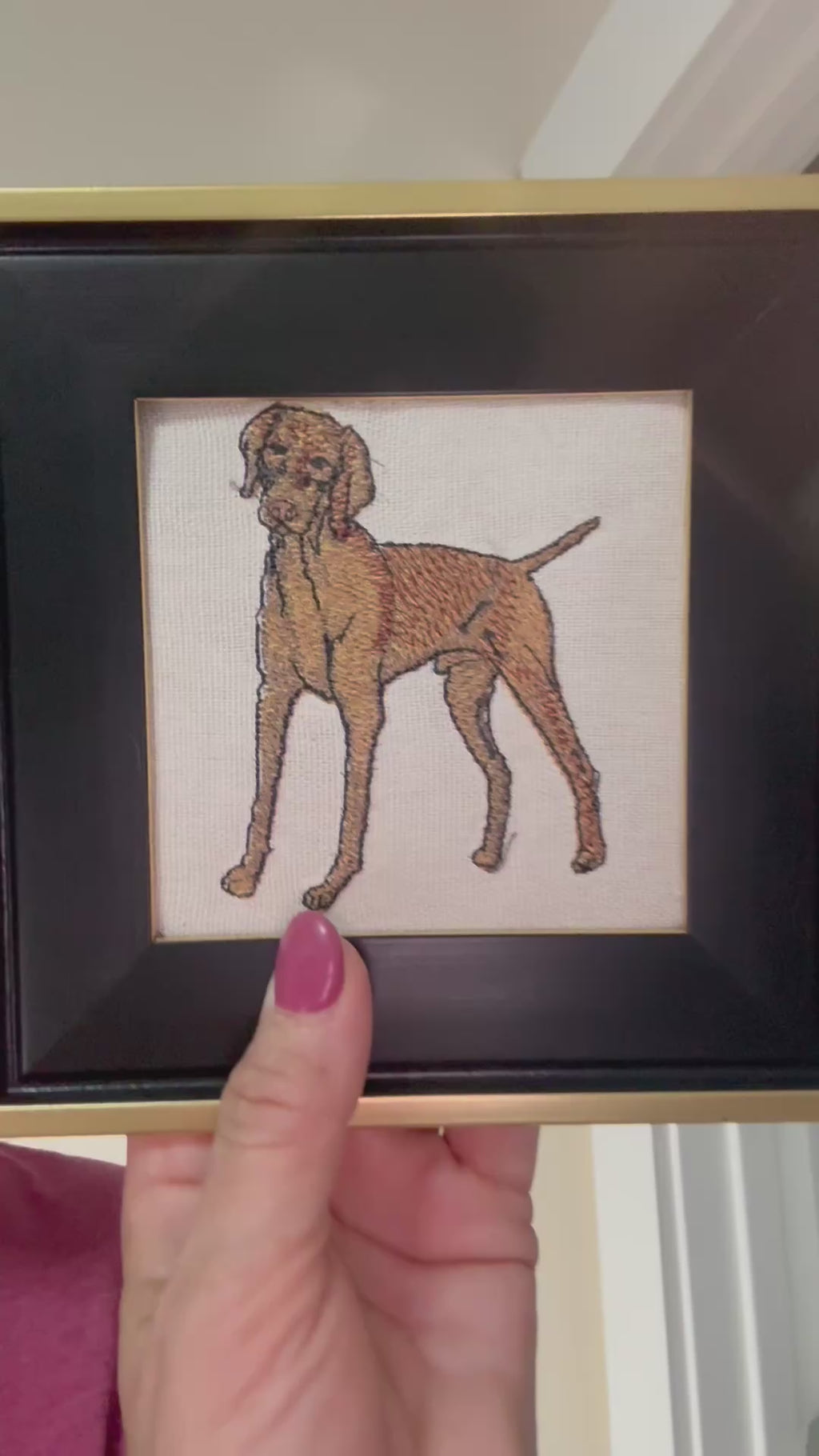 Rhodesian Ridgeback Machine Embroidered Framed Art | Tabletop Decor for Home or Office