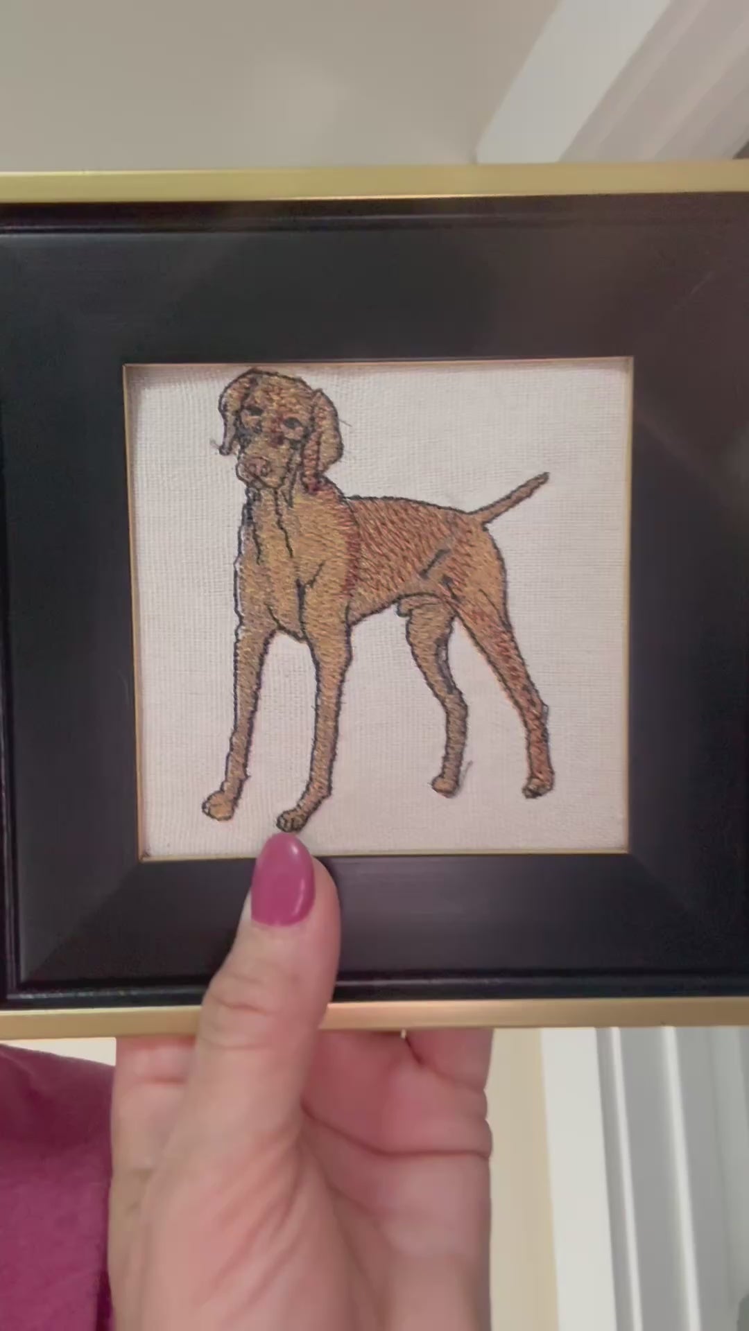 Rhodesian Ridgeback Machine Embroidered Framed Art | Tabletop Decor for Home or Office