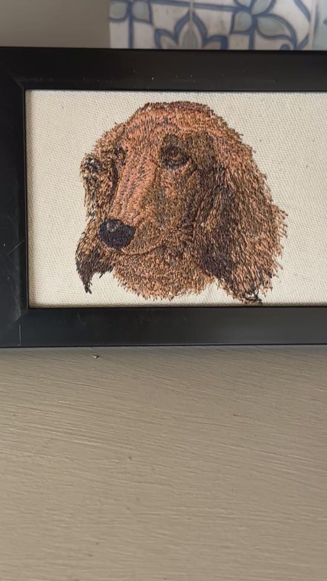 Dachshund Machine Embroidered Framed Art | Tabletop Decor | Dog Lover Gift