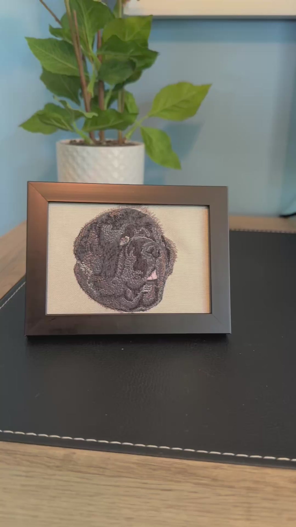 Bullmastiff Machine Embroidered Framed Art | Tabletop Decor for Home or Office