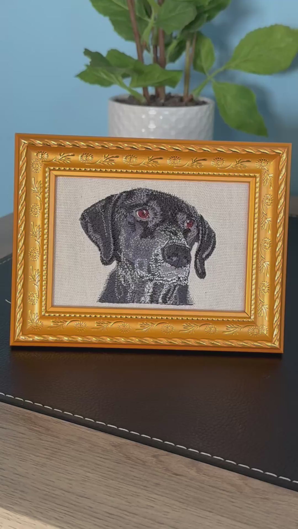 German Shorthaired Pointer Machine Embroidered Framed Art | Tabletop Decor