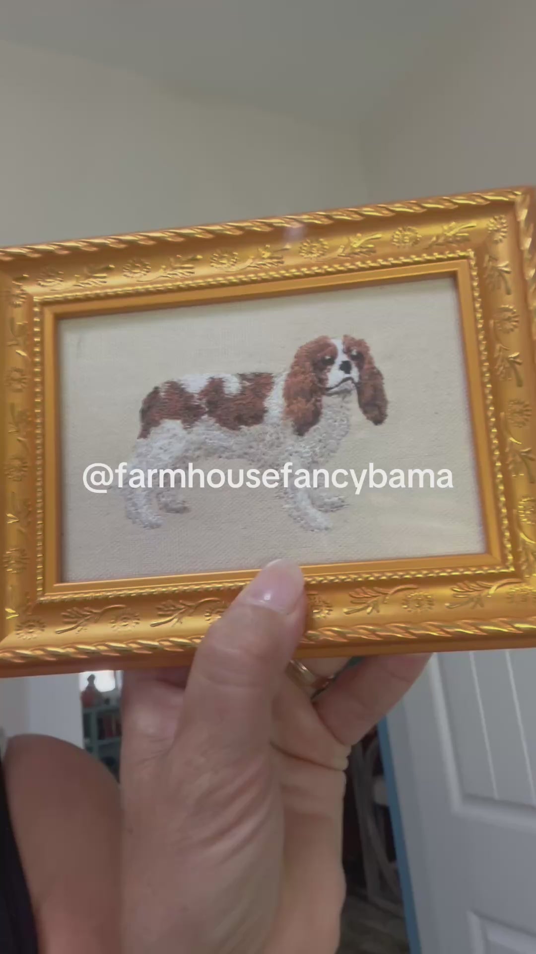 Cavalier King Charles Spaniel — Machine Embroidered Framed Art | Tabletop Decor